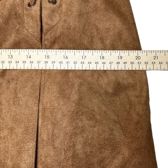 She and Sky Boho/Western Tan Faux Suede Lace-Up Skirt size L - Picture 6 of 7